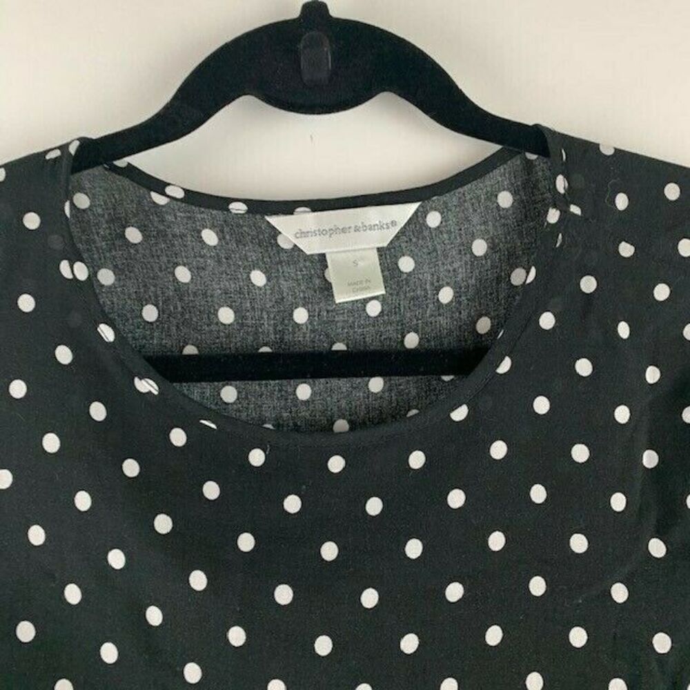 Christopher & Banks Size Small Womens Top Short Sleeve Polka Dot Hi Low Tunic - Picture 4 of 4
